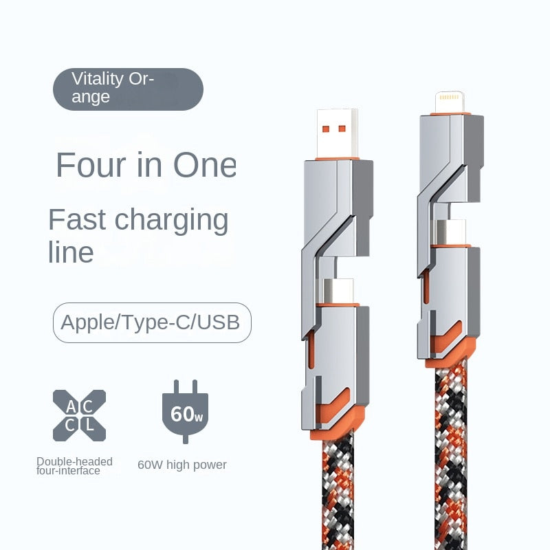 Cable USB 4 en 1 en métal - Charge rapide