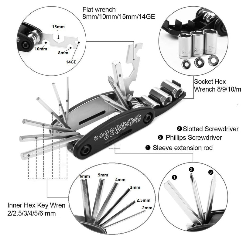 Mini clé à douille polyvalente 16 en 1