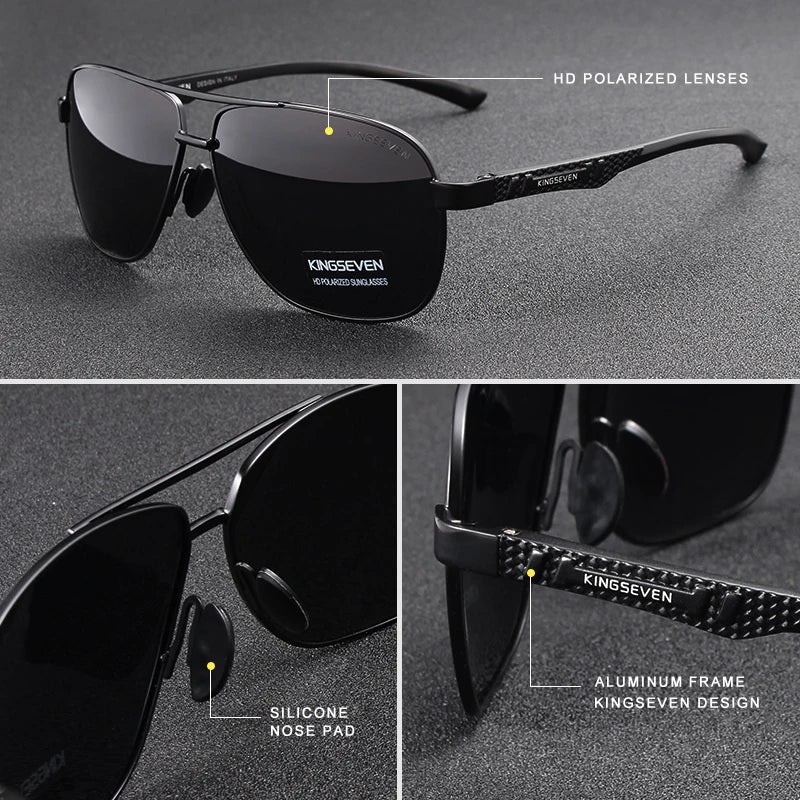 KINGSEVEN – Lunettes de Soleil Polarisées UV400 en Aluminium pour Homme