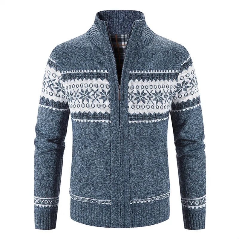 Cardigan Zippé Broderie Design pour Hommes