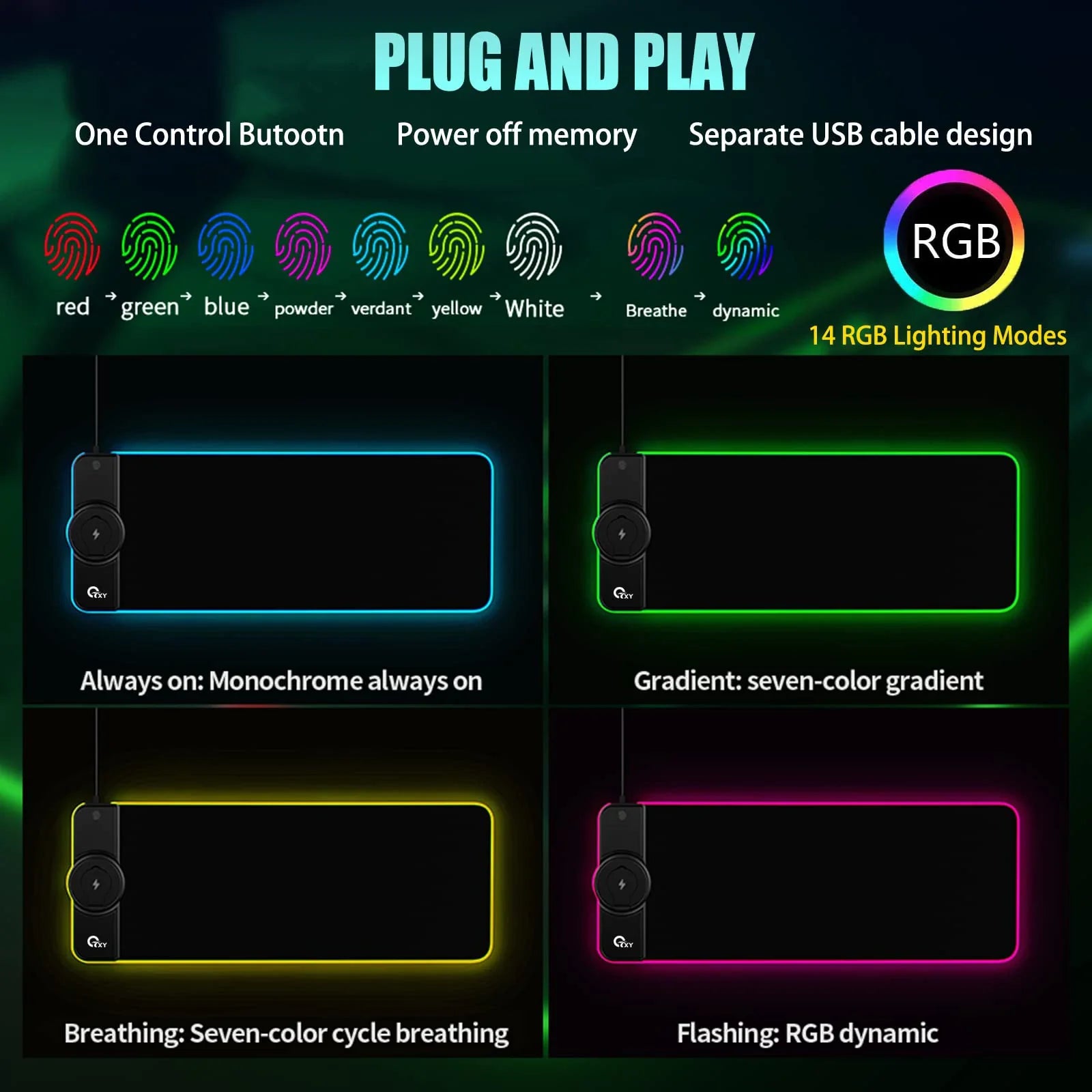 Tapis de bureau éclairage LED avec Chargeur sans-fil intégré