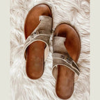 Sandales à Cuir PU avec Boucle d'Orteil et Détail Sangle