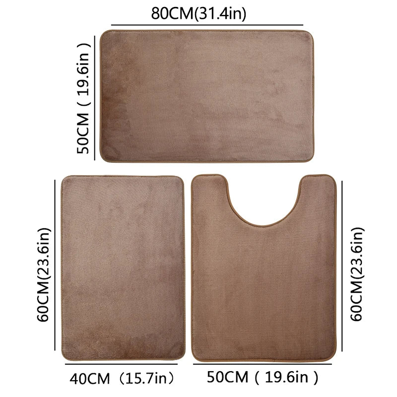 Lot de 3PCS de Tapis de Salle de Bain Absorbants & Antidérapants