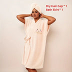 Juego de 2 piezas de microfibra absorbente – Bata suave y turbante para el pelo, ideal para spa y casa