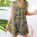 Combinaison short d'éte légère en Coton et lin