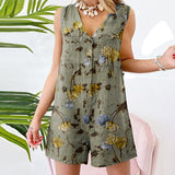 Combinaison short d'éte légère en Coton et lin