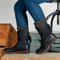 Bottes mi-mollet d'hiver en cuir - Femme