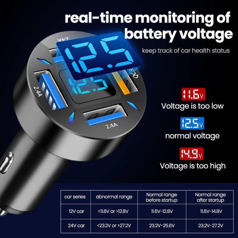 Chargeur de voiture USB 4 en 1