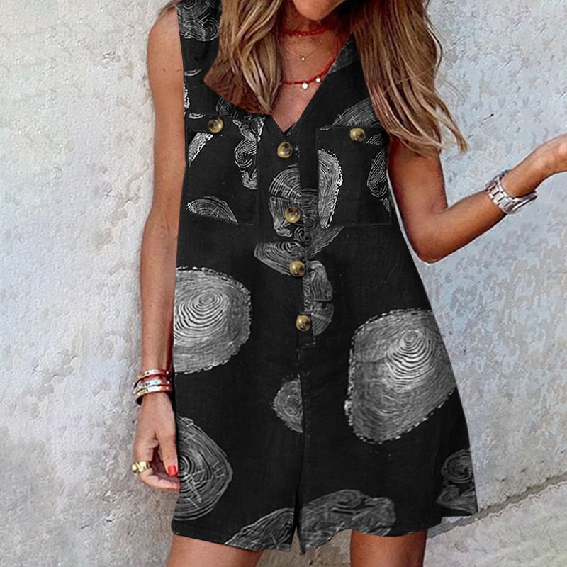 Combinaison short d'éte légère en Coton et lin