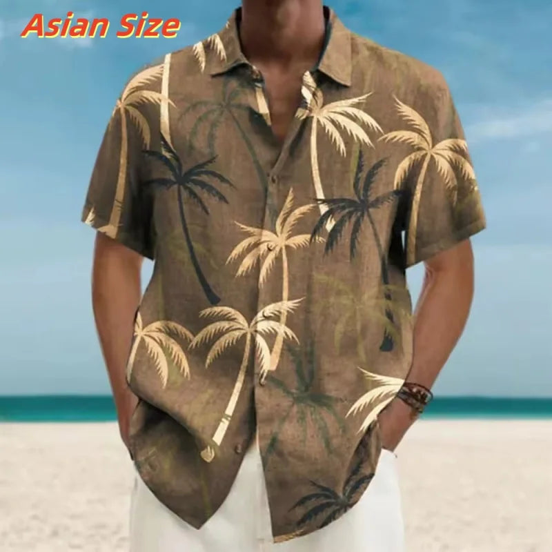 Chemise Hawaïenne à Manches Courtes & Motifs Palmiers