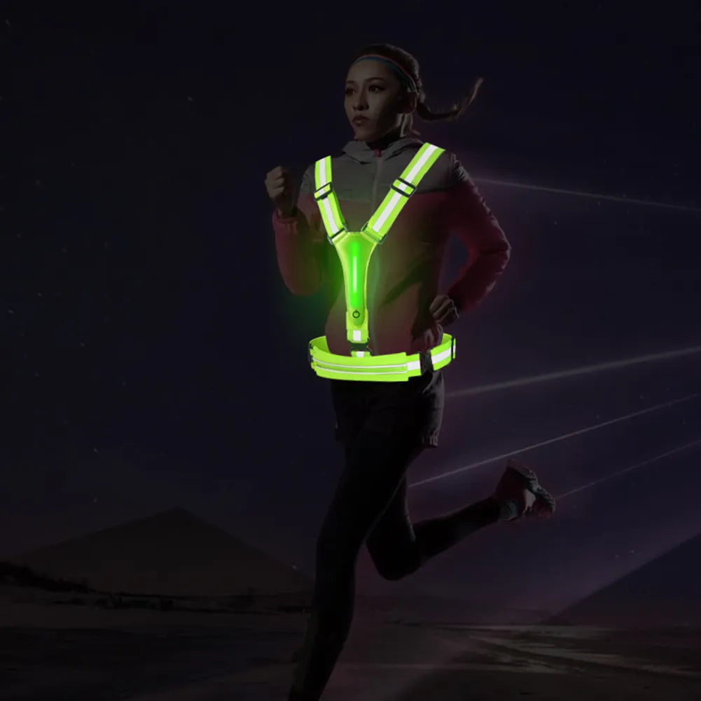 Gilet réfléchissant LED USB avec sac banane intégré