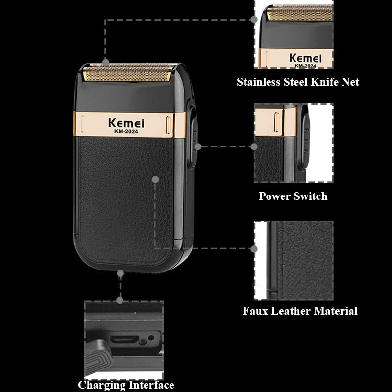 Rasoir Électrique Sans Fil avec Double Lame Waterproof