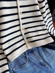 Cardigan à rayures à col rond pour femmes