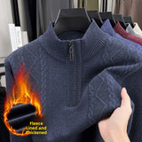 Pull Tricoté en Polaire avec Col Cheminé à Zip - Homme