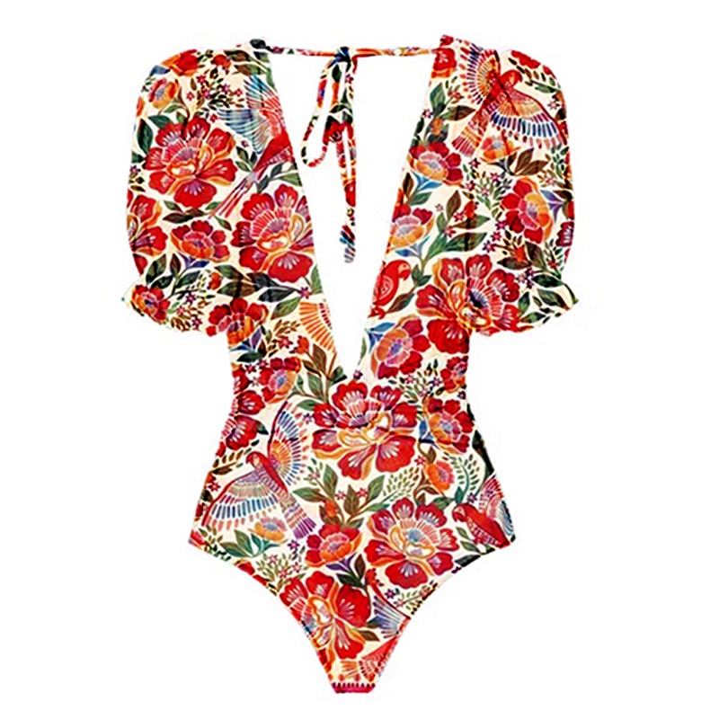 Ensemble 2PCS - Maillot de bain 1PC et Jupe longue à motif floral