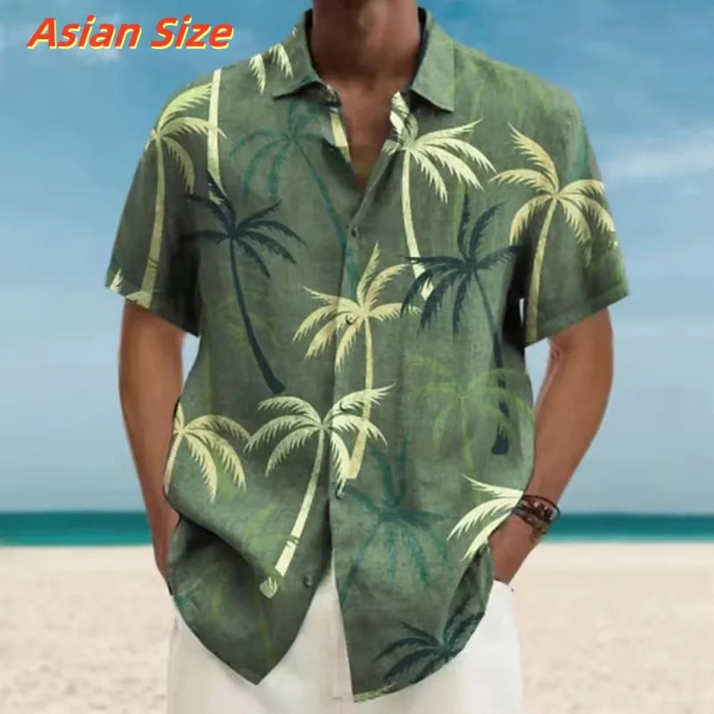 Chemise Hawaïenne à Manches Courtes & Motifs Palmiers