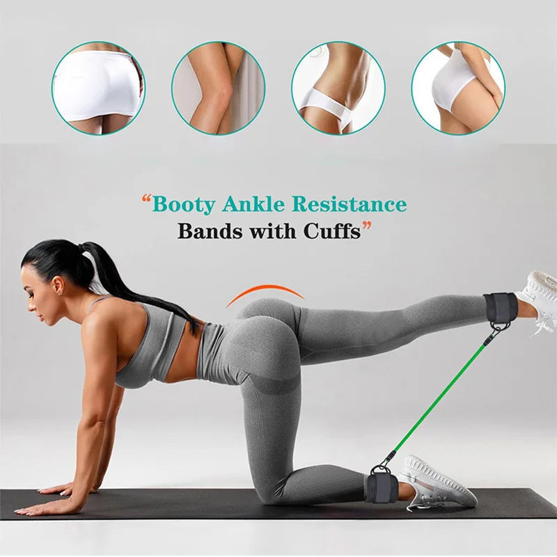 Ensemble Sangles de Cheville & Bandes de Résistance en TPE – Fitness, Musculation, Pilates & CrossFit Femme