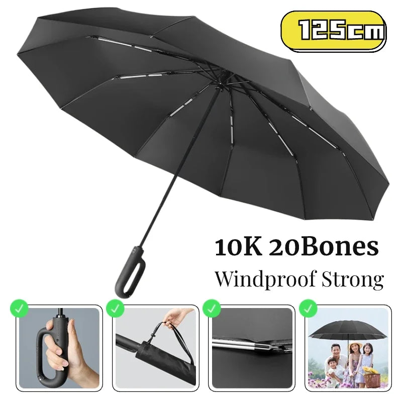 Parapluie renforcé pliant automatique 125CM - Poignée ergonomique