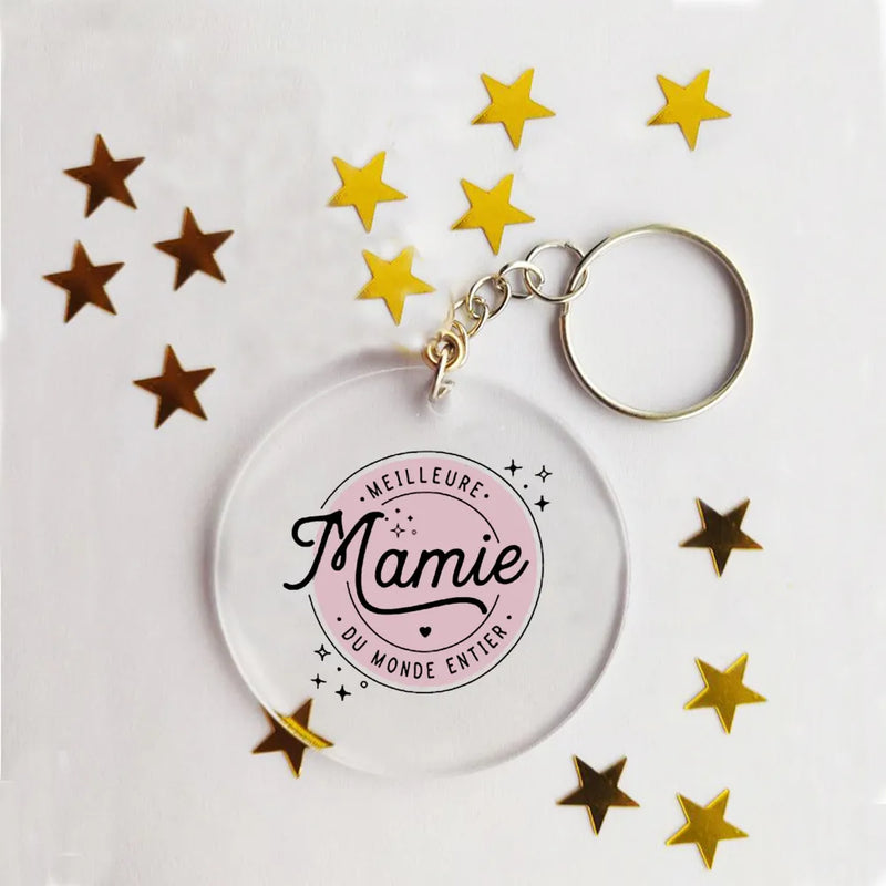 Idée cadeau - Porte-clé acrylique personnalisé papa, maman, tonton, mamie...