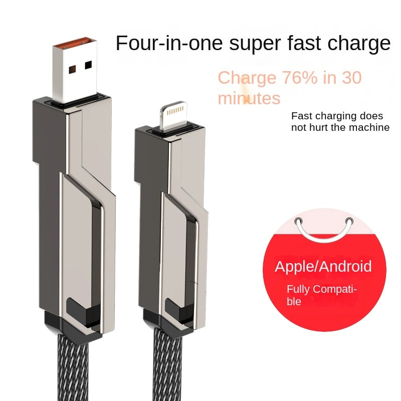 Cable USB 4 en 1 en métal - Charge rapide