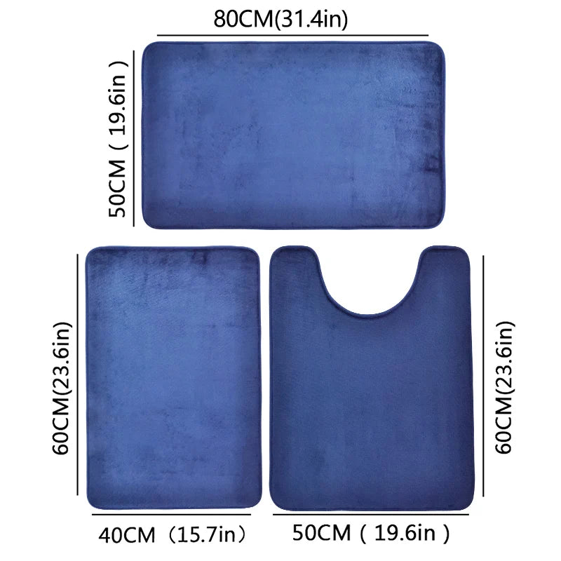 Lot de 3PCS de Tapis de Salle de Bain Absorbants & Antidérapants