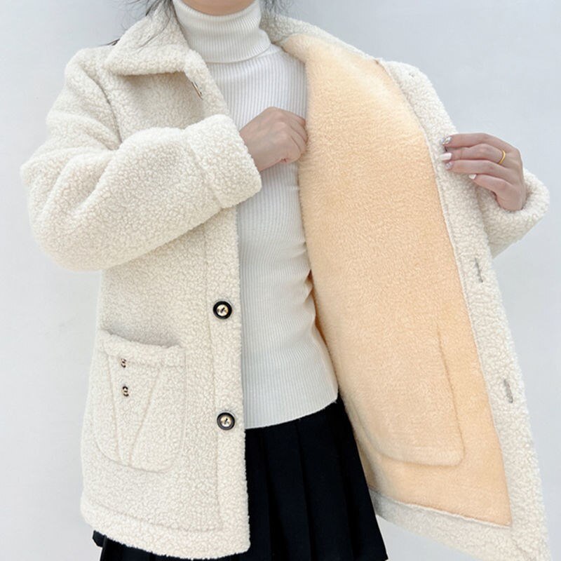 Manteau femme en laine polaire épaisse