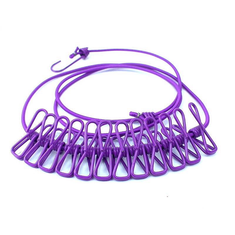 Corde élastique de séchage des vêtements voyage - 12 clips