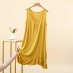Robe de Nuit Femme en Modal – Col V à Volants, Coupe Ample et Confort Grande Taille