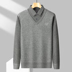Pull 2 en 1 avec Chemise à Rayures Doublure Polaire