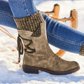 Bottes mi-mollet d'hiver en cuir - Femme