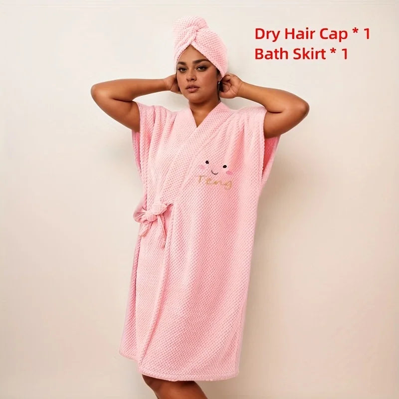 Juego de 2 piezas de microfibra absorbente – Bata suave y turbante para el pelo, ideal para spa y casa