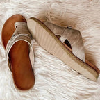 Sandales à Cuir PU avec Boucle d'Orteil et Détail Sangle