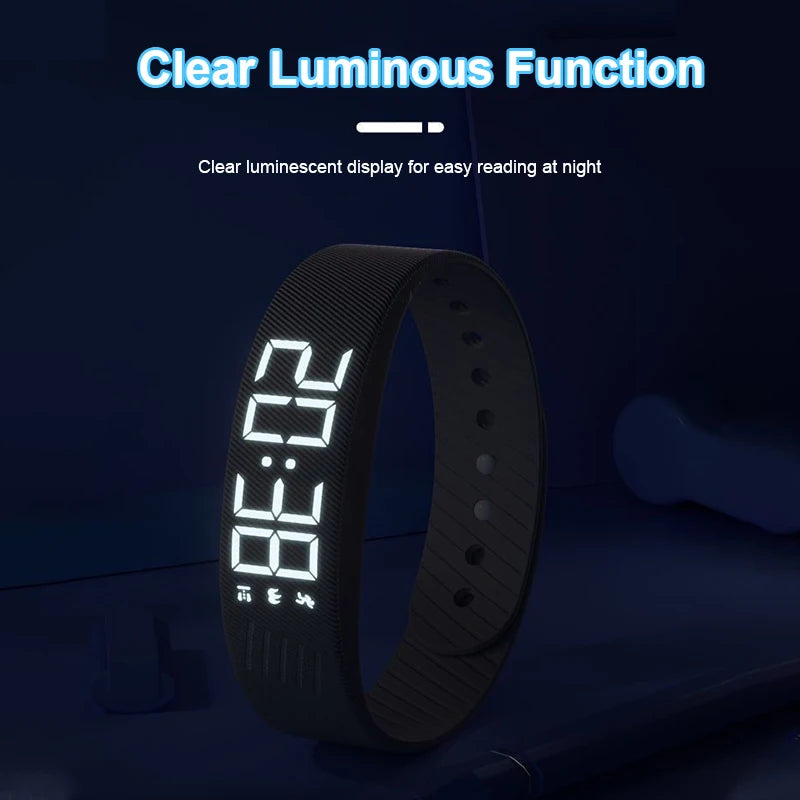 Bracelet Intelligent LED Étanche – Smartband avec Podomètre, Montre Numérique et Alarme Vibrante