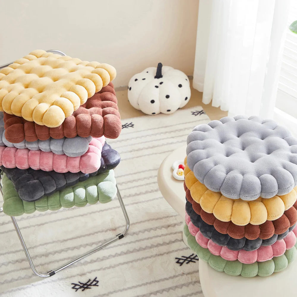 Coussin de Chaise en Velours Gaufré 40CM – Rond ou Carré, Doux et Confortable