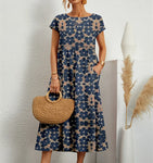 Robe mi-longue en Coton imprimé floral