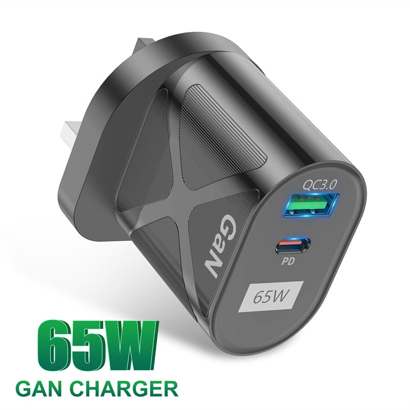 Chargeur rapide 65W 2 en 1 - USB et USB Type C