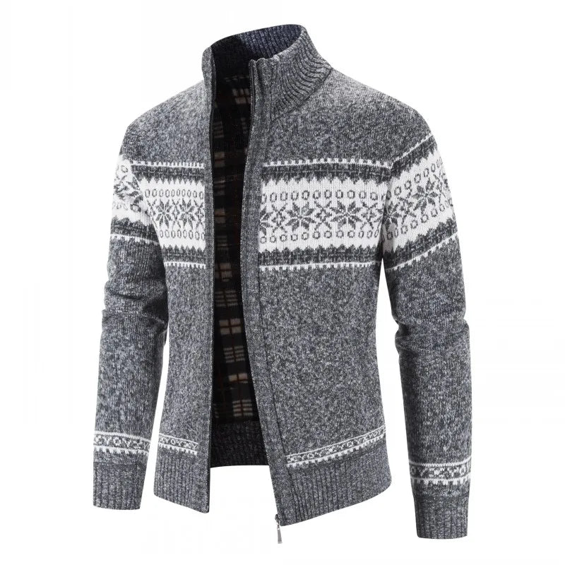 Cardigan Zippé Broderie Design pour Hommes