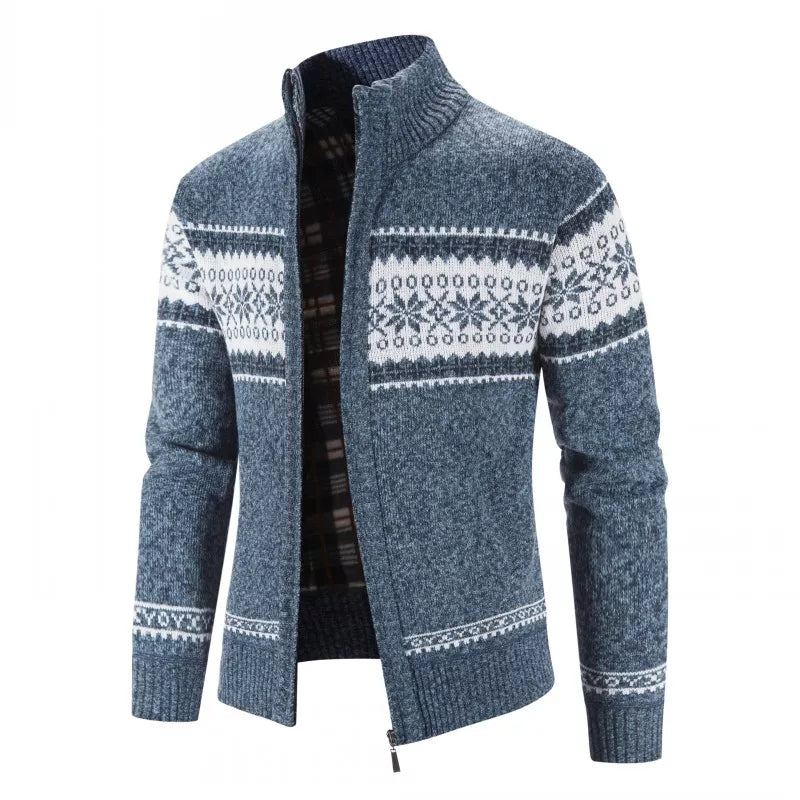 Cardigan Zippé Broderie Design pour Hommes