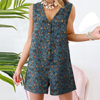 Combinaison short d'éte légère en Coton et lin