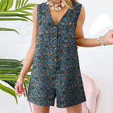 Combinaison short d'éte légère en Coton et lin