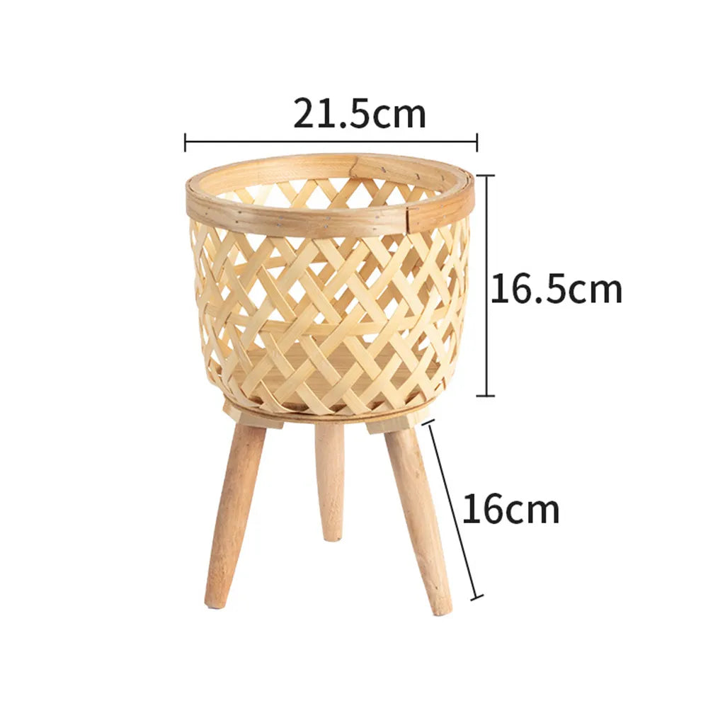 Pot de fleurs en bambou tissé