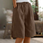 Short Long Femme Coton & Lin Taille Élastique