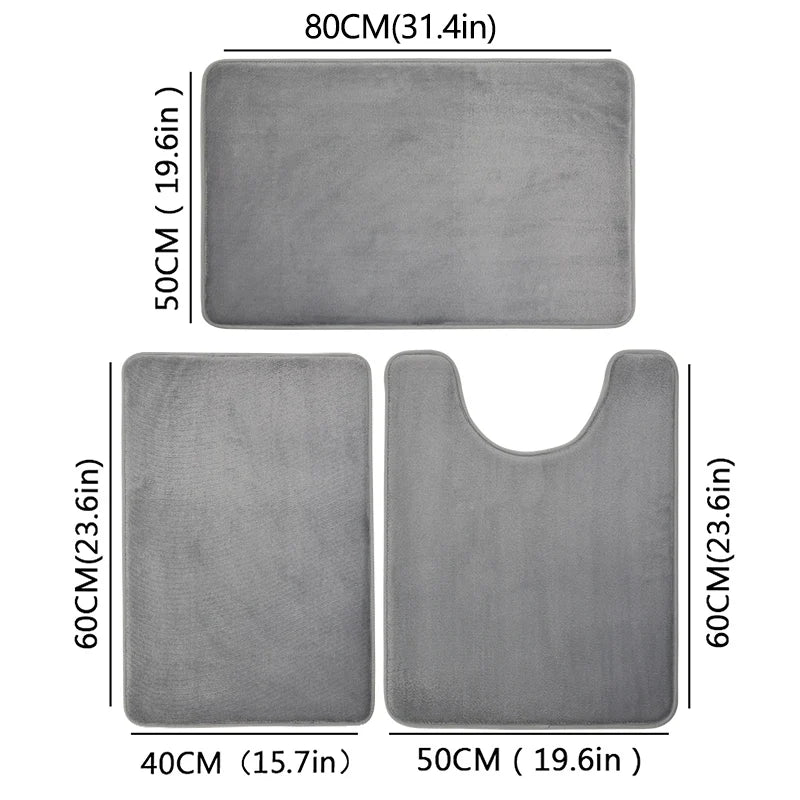 Lot de 3PCS de Tapis de Salle de Bain Absorbants & Antidérapants