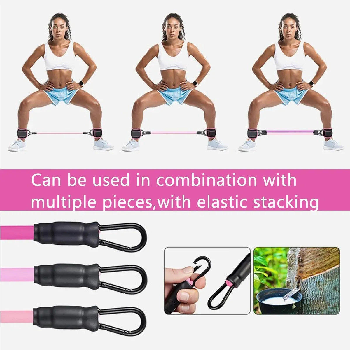 Ensemble Sangles de Cheville & Bandes de Résistance en TPE – Fitness, Musculation, Pilates & CrossFit Femme