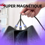 Câble de chargement magnétique 3 en 1 - Tressé