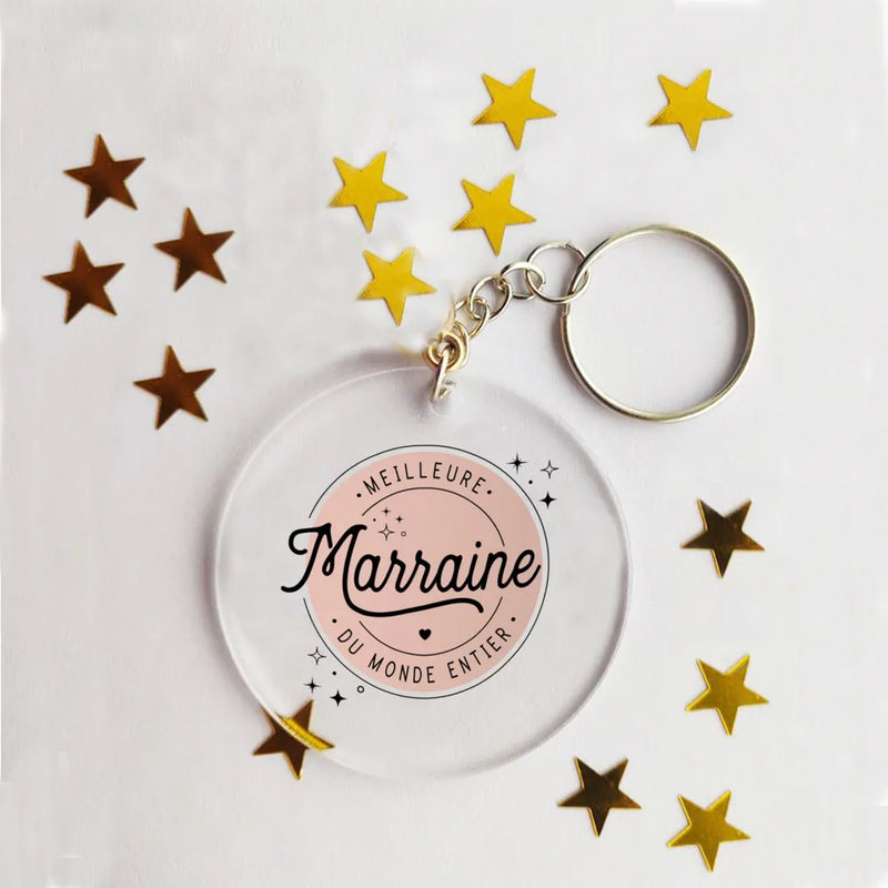 Idée cadeau - Porte-clé acrylique personnalisé papa, maman, tonton, mamie...
