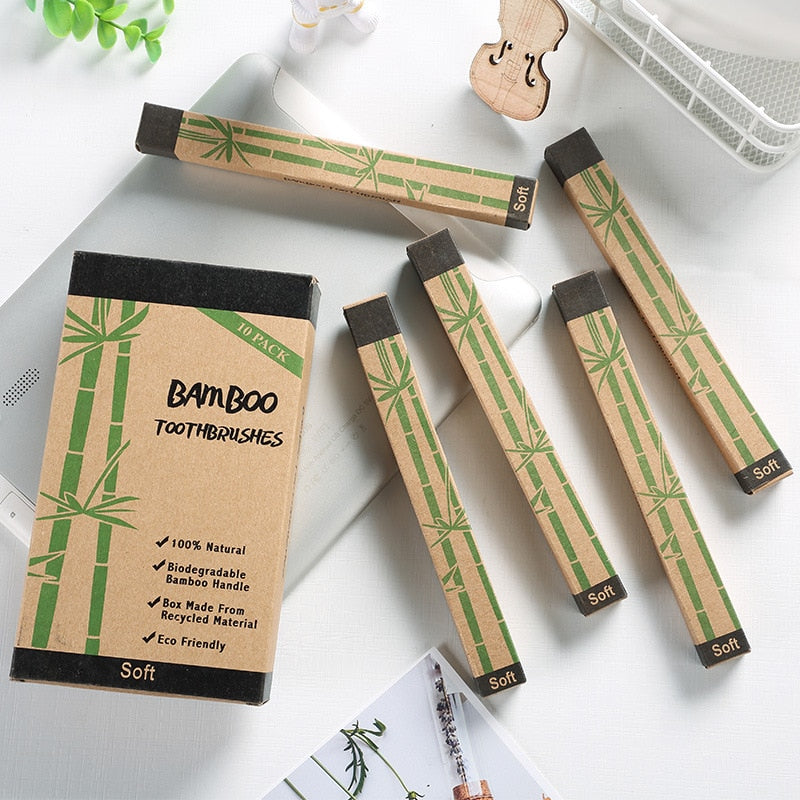 Brosse à dents en Bambou - Pack économique X10
