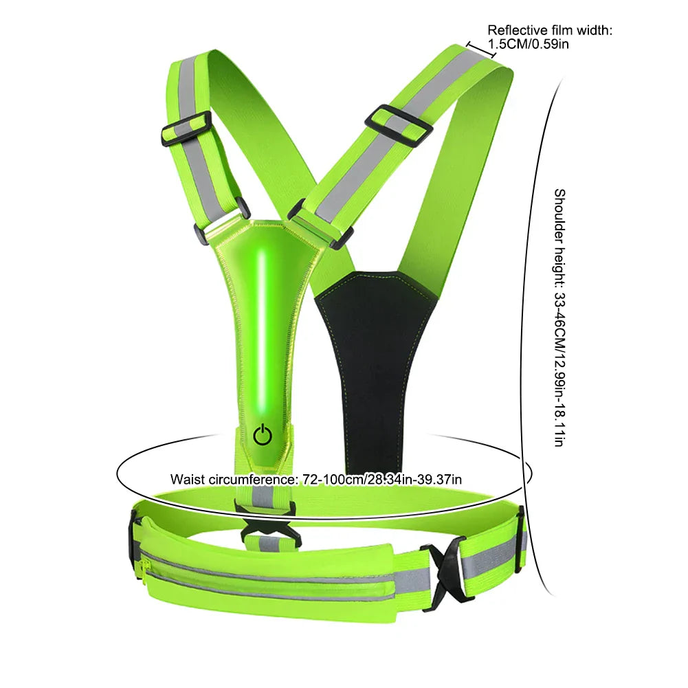 Gilet réfléchissant LED USB avec sac banane intégré