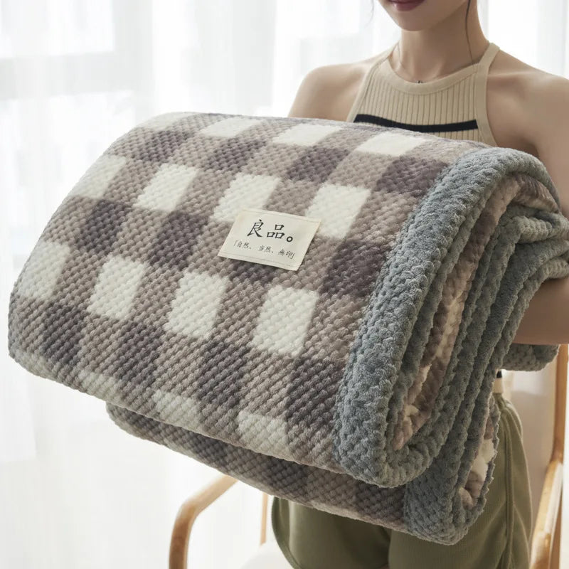 Plaid XXL ULTRA chaud en velours - Motifs carreaux