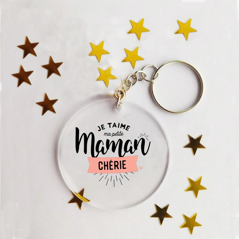 Idée cadeau - Porte-clé acrylique personnalisé papa, maman, tonton, mamie...